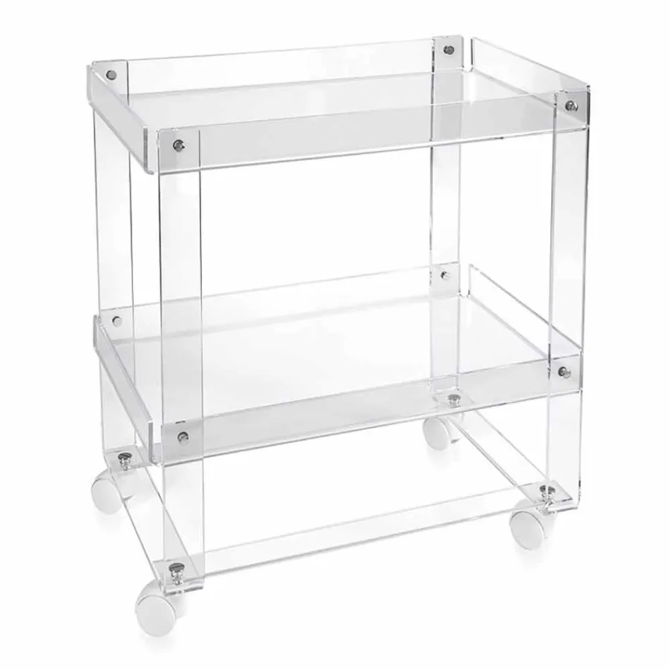 Moderne trolley met 2 planken L 60,5 cm in Diso-plexiglas Viadurini