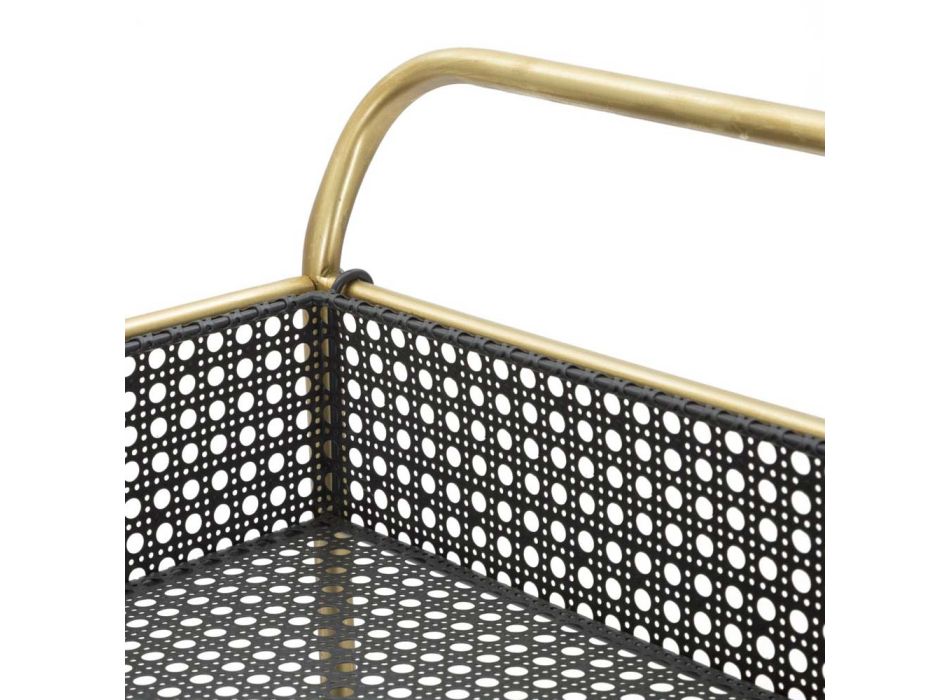 Gouden voedseltrolley met ijzeren structuur en 3 planken - Elegant Viadurini