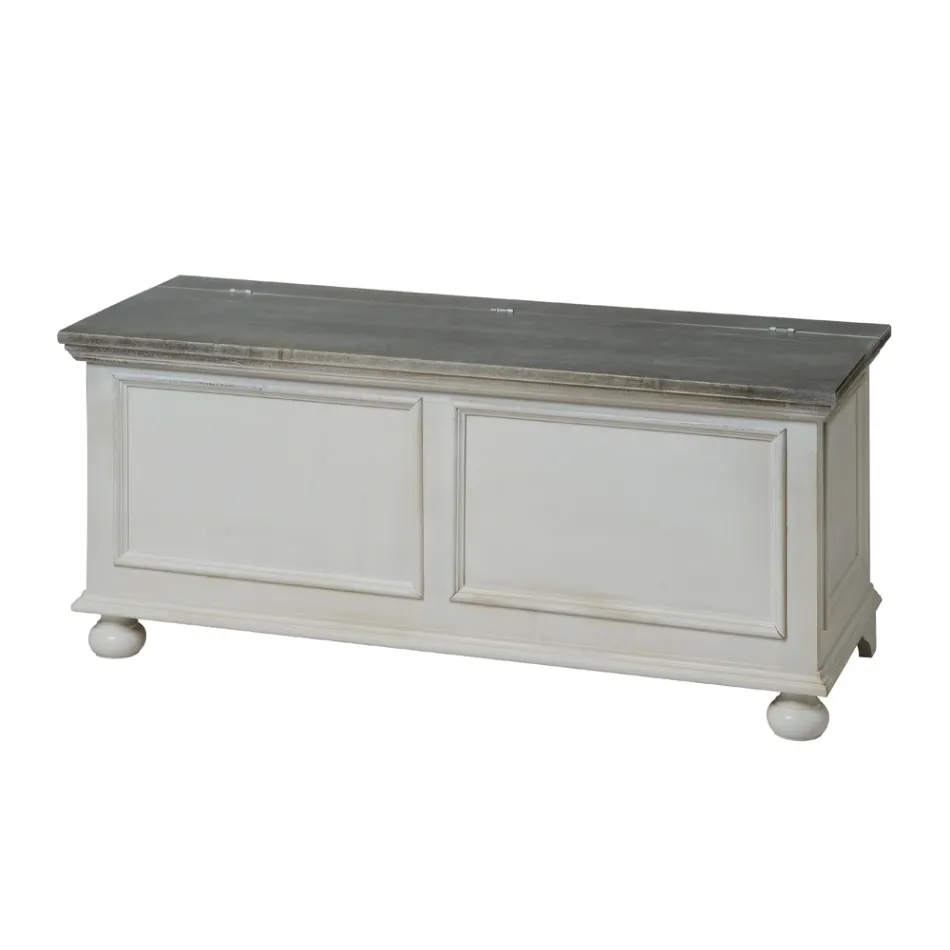 Kist met structuur van massief populierenhout Made in Italy - Dievis Viadurini