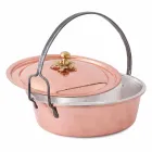 Handvertinde koperen braadpan, deksel en gebogen handvat 26 cm - Mariagiu Viadurini