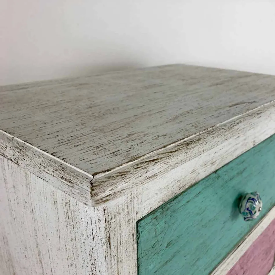 Ambachtelijke ladekast met 4 laden in wit hout Made in Italy - Manhattan Viadurini