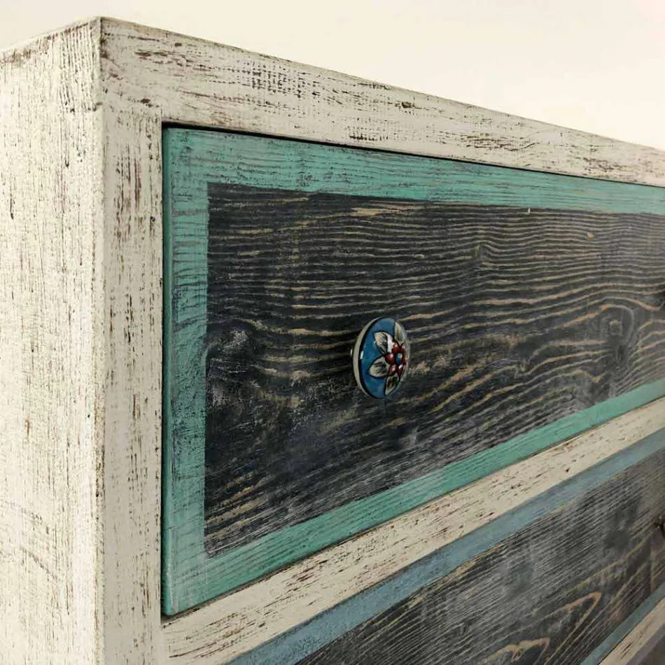 Artisanale ladekast in sparrenhout met 3 laden Made in Italy - Monkey Viadurini