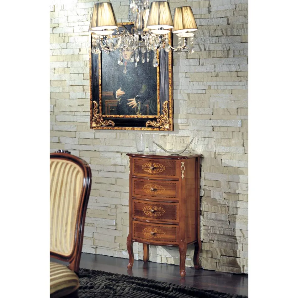 Klassieke ladekast in walnoothout 4 of 6 laden Made in Italy - Katerine Viadurini