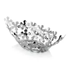 Zilverkleurig metalen design middelpunt met luxe bloemdecoraties - Megghy Viadurini