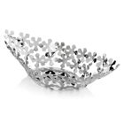 Zilverkleurig metalen design middelpunt met luxe bloemdecoraties - Megghy Viadurini