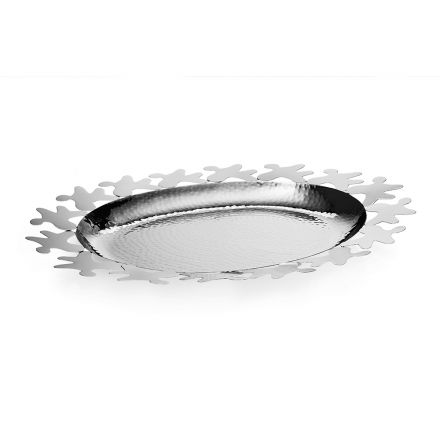 Zilverkleurig metalen design middelpunt met versierde rand - Cordoba Viadurini