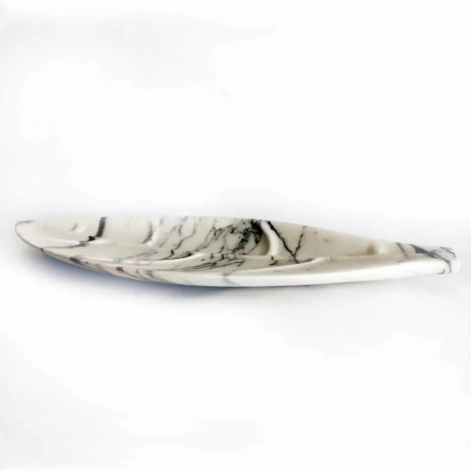 Middelpunt in Arabescato-marmer met bladvorm Made in Italy - Treviso Viadurini