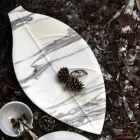 Middelpunt in Arabescato-marmer met bladvorm Made in Italy - Treviso Viadurini