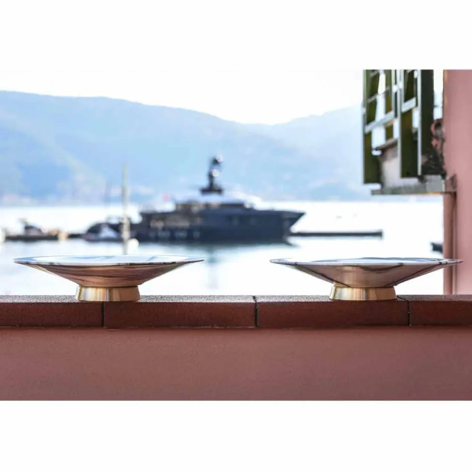 Middelpunt in Brezza della Versilia marmer en metaal gemaakt in Italië - Amabile Viadurini