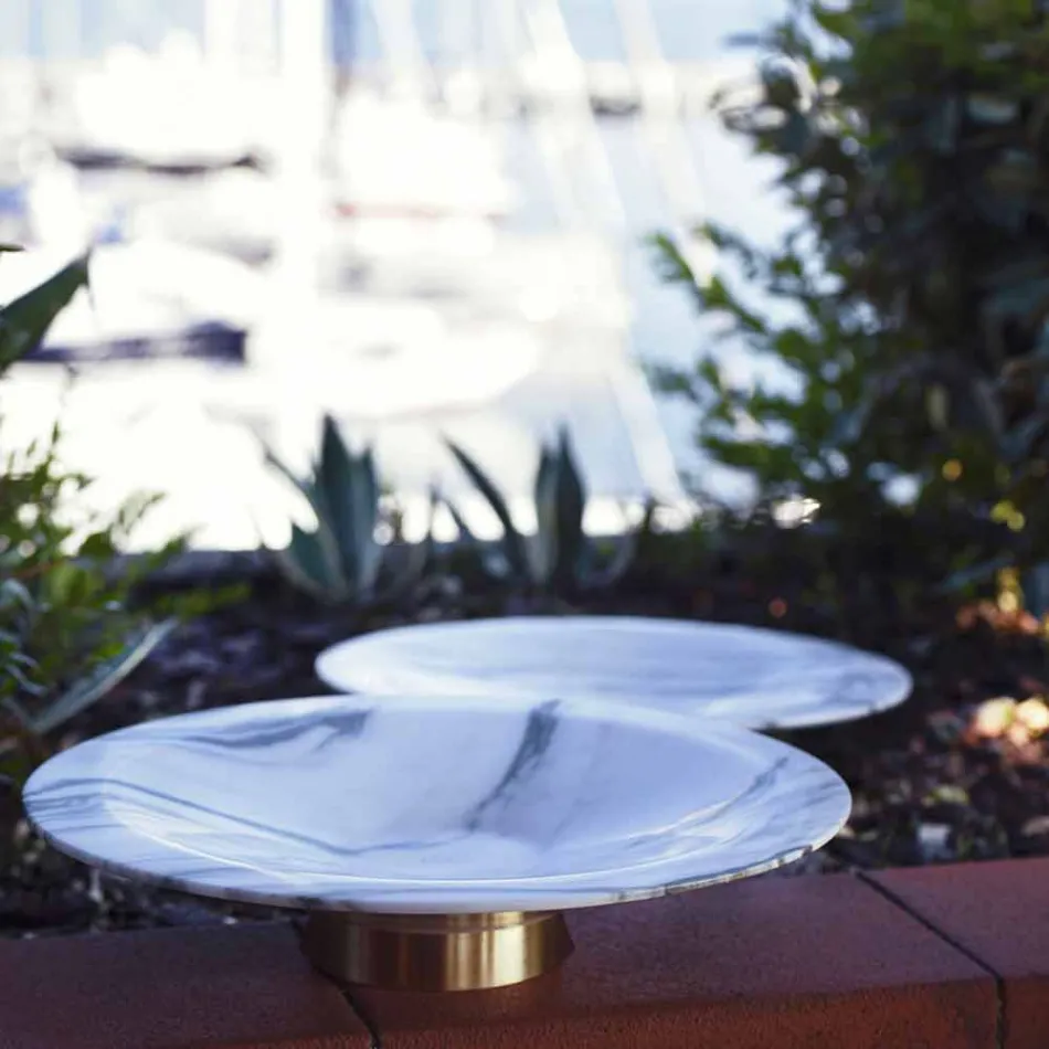 Middelpunt in Brezza della Versilia marmer en metaal gemaakt in Italië - Amabile Viadurini