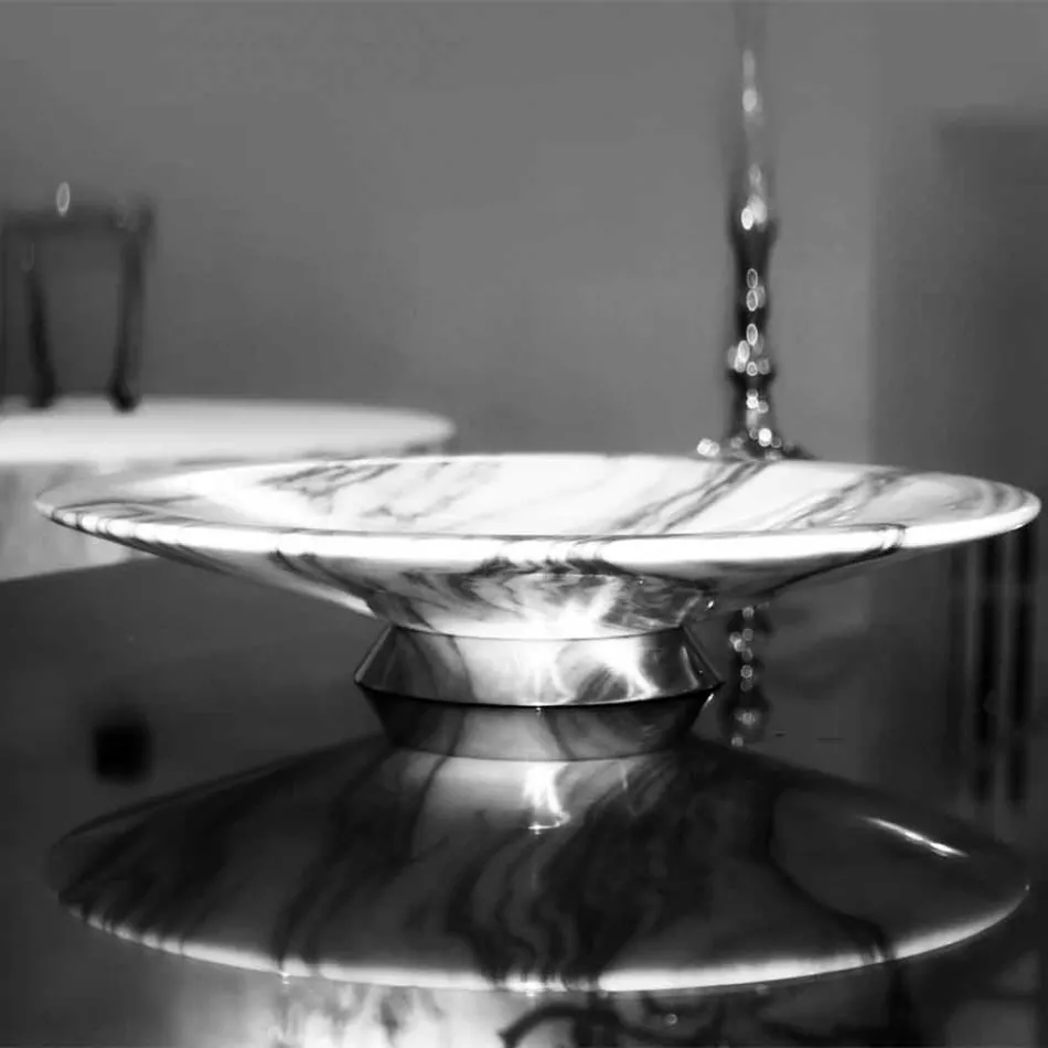 Middelpunt in Brezza della Versilia marmer en metaal gemaakt in Italië - Amabile Viadurini