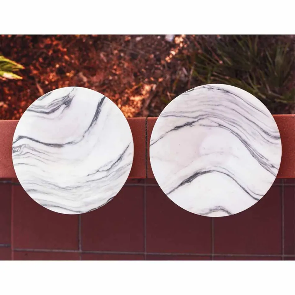 Middelpunt in Brezza della Versilia marmer en metaal gemaakt in Italië - Amabile Viadurini