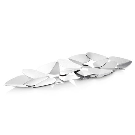 Lineair middelpunt met zilveren metalen harten Italiaans design - Arlan Viadurini
