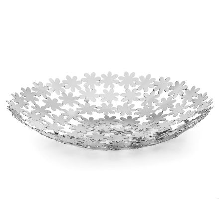 Zilveren metalen ronde zak leeg middenstuk luxe bloemdecoratie - Pinko Viadurini