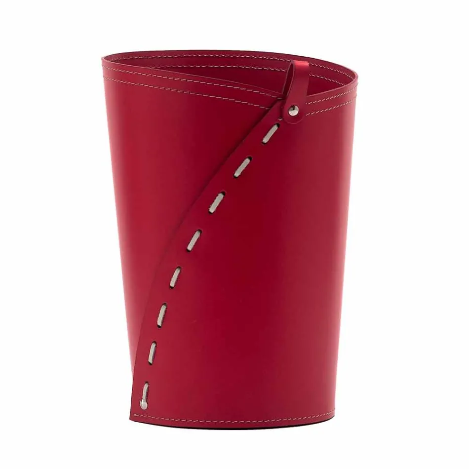 Lederen prullenbak voor het kantoor van Servus, handgemaakt in Italië Viadurini