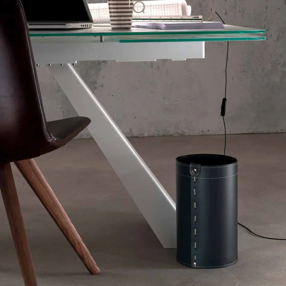 Afvalbak van geregenereerd, handgemaakt leer Battista Viadurini