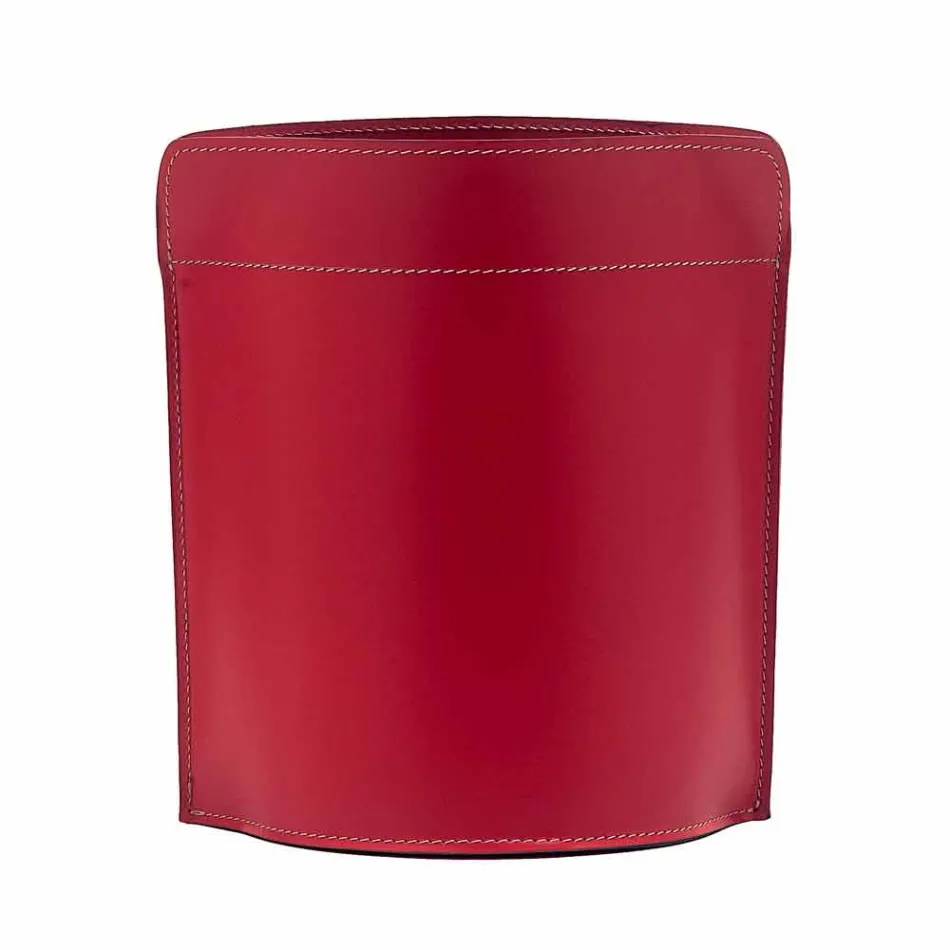 Afval papier mand gemaakt in Italië in geregenereerde Canistro leer Viadurini