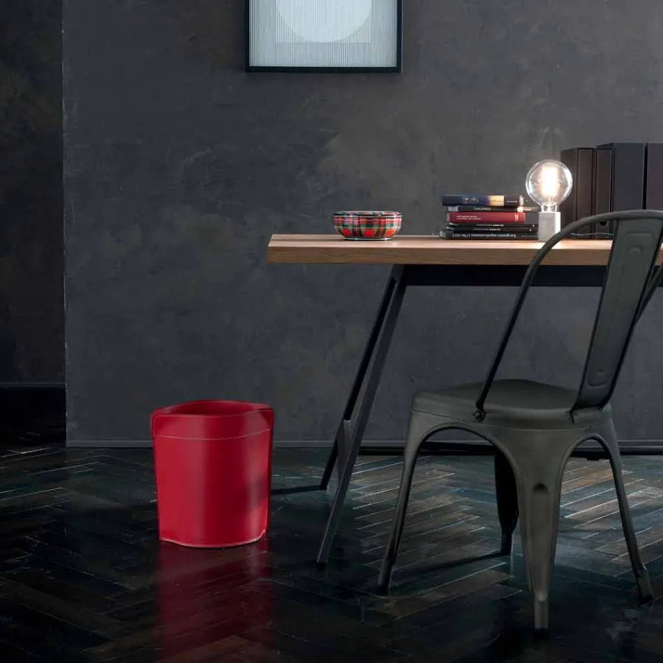 Afval papier mand gemaakt in Italië in geregenereerde Canistro leer Viadurini