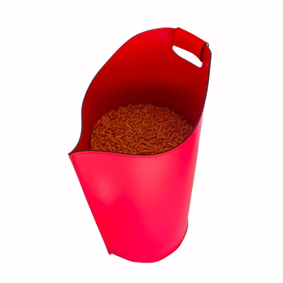 Indoor pellet houder mand lederen 15 Kg Sapel ontwerp Viadurini