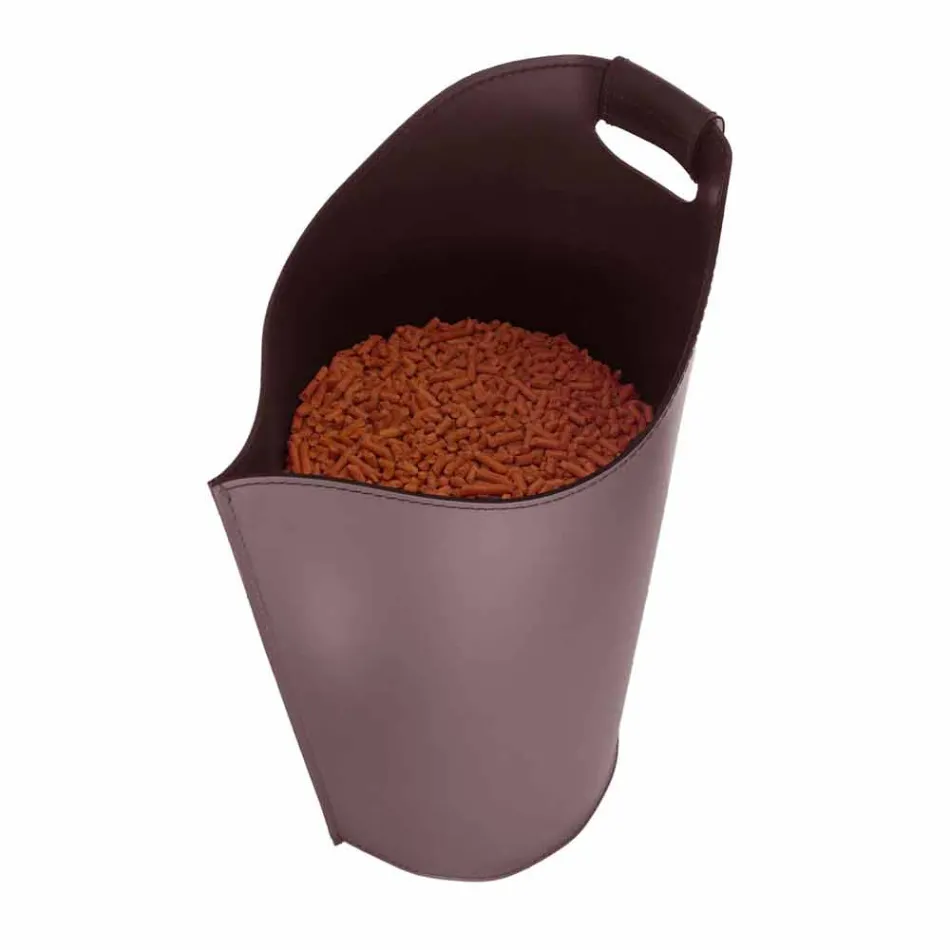 Indoor pellet houder mand lederen 15 Kg Sapel ontwerp Viadurini