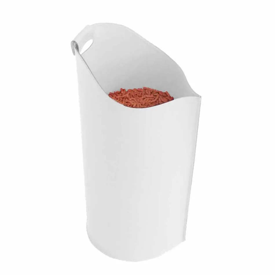 Indoor pellet houder mand lederen 15 Kg Sapel ontwerp Viadurini