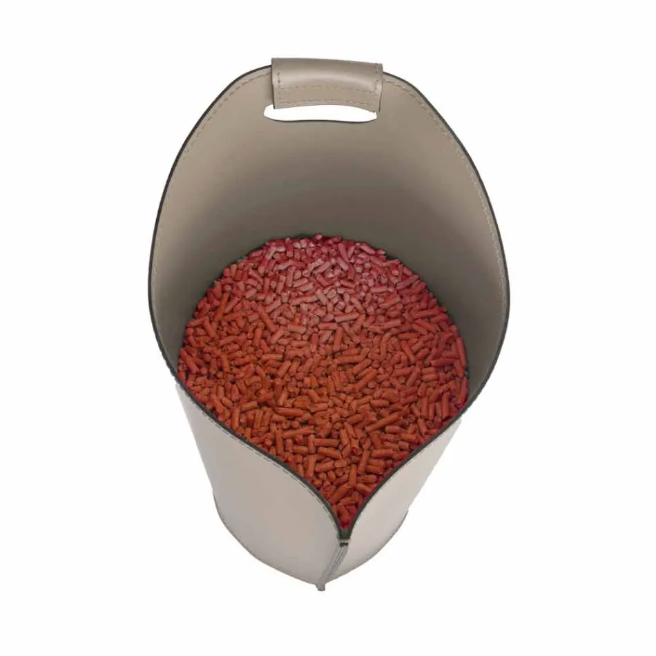 Indoor pellet houder mand lederen 15 Kg Sapel ontwerp Viadurini