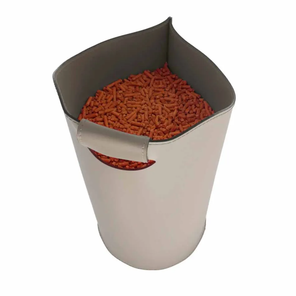 Indoor pellet houder mand lederen 15 Kg Sapel ontwerp Viadurini