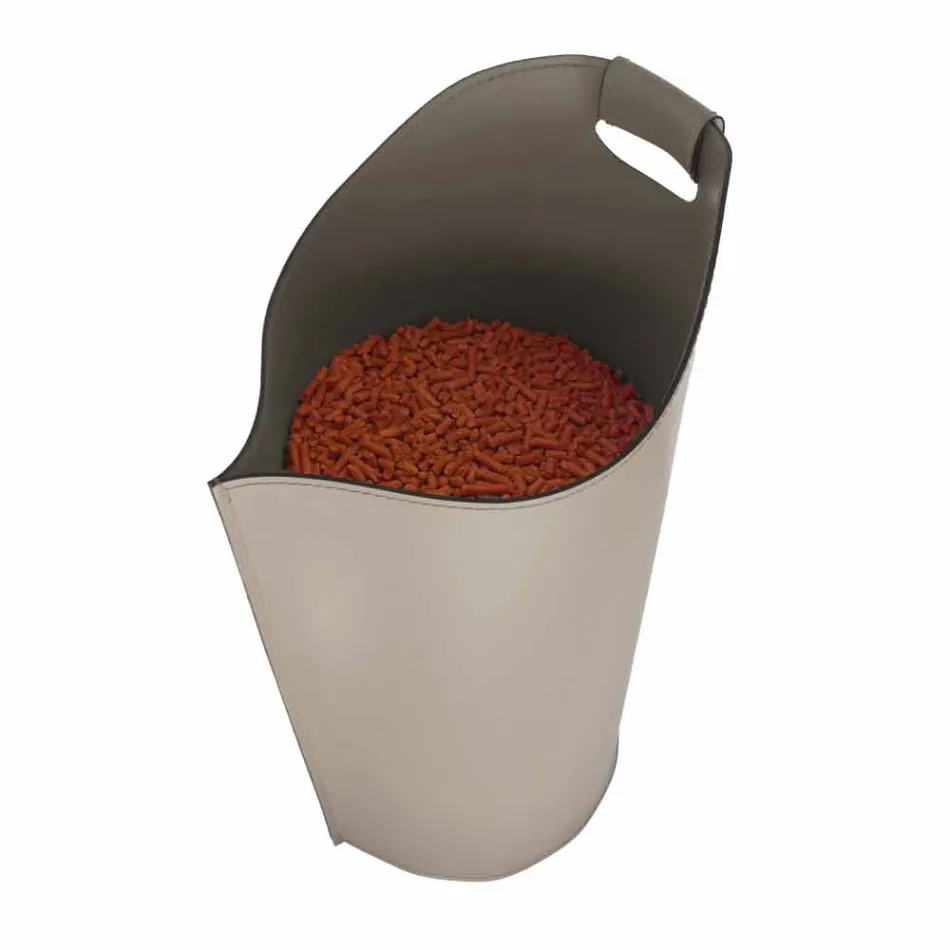 Indoor pellet houder mand lederen 15 Kg Sapel ontwerp Viadurini