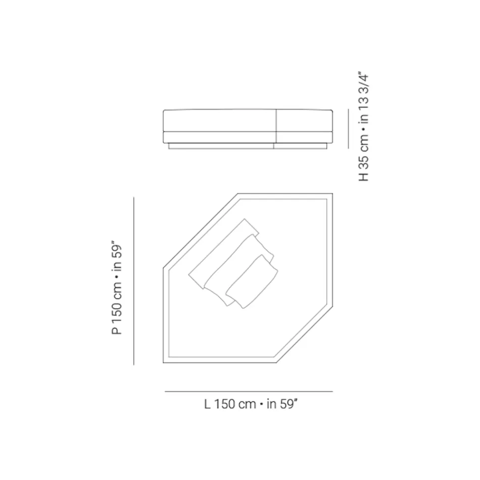 Hoektuinchaise longue in stof Made in Italy - Rubik Viadurini