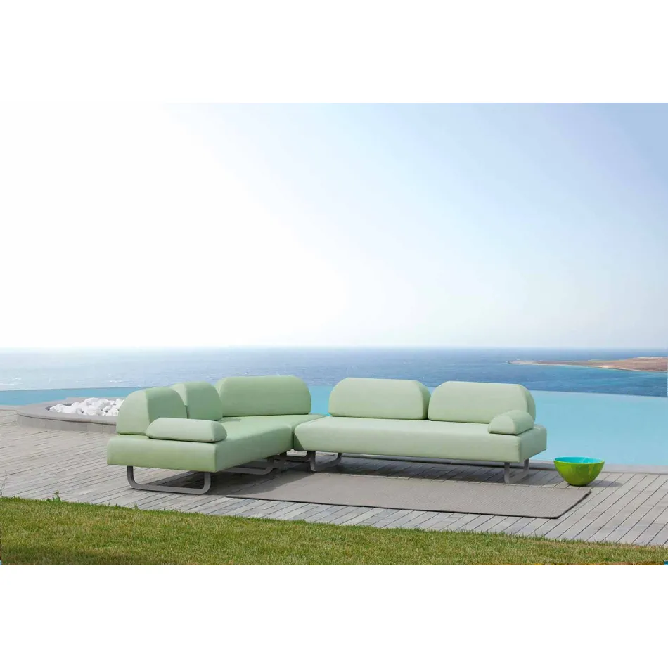 Design chaise longue voor buiten in metaal en stof Made in Italy - Selia Viadurini
