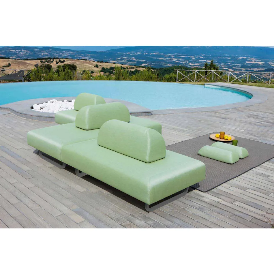 Design chaise longue voor buiten in metaal en stof Made in Italy - Selia Viadurini