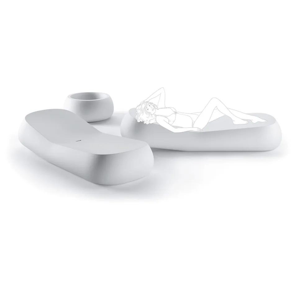 Design buitenchaise longue in wit polyethyleen Made in Italy - Ervin Viadurini