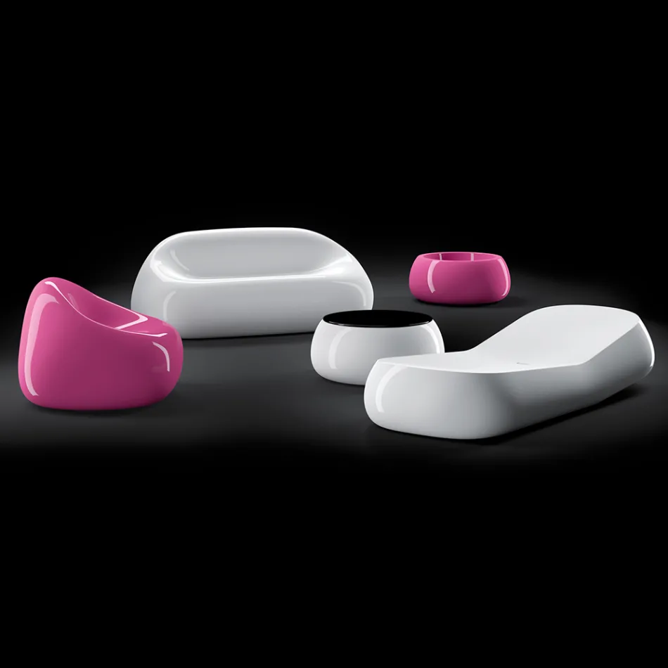 Design buitenchaise longue in wit polyethyleen Made in Italy - Ervin Viadurini