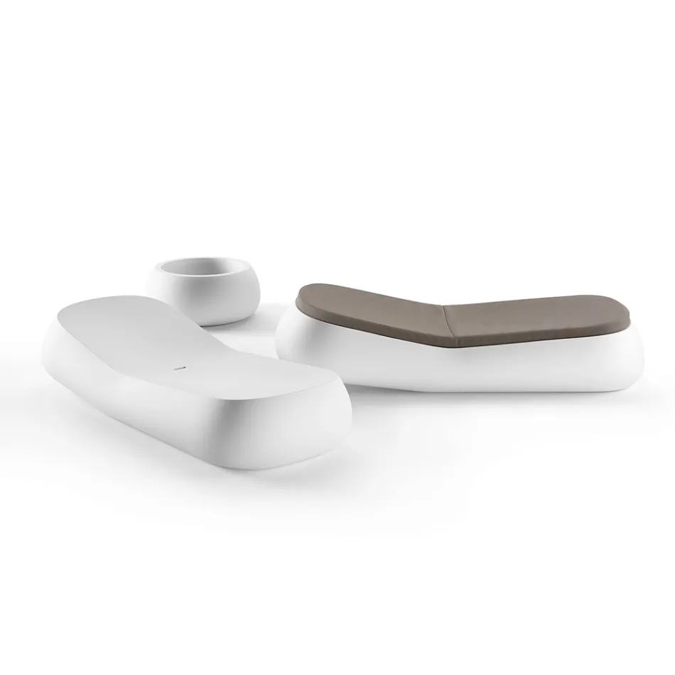 Design buitenchaise longue in wit polyethyleen Made in Italy - Ervin Viadurini