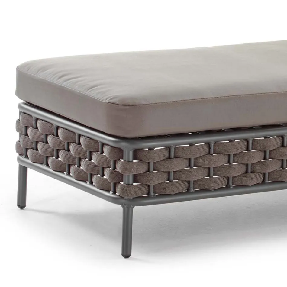 Chaise longue voor buiten in touw en kussens met afneembare stoffen hoezen - Jamaica Viadurini