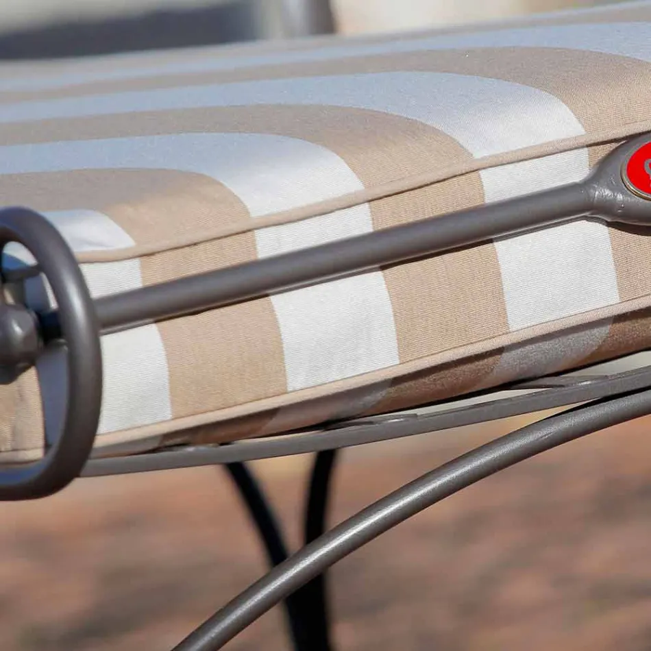 Buiten chaise longue in ijzer en handgemaakte stof gemaakt in Italië - Relax Viadurini