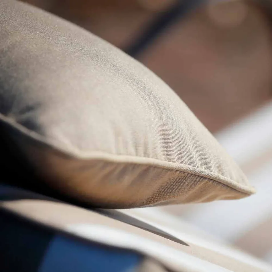 Buiten chaise longue in ijzer en handgemaakte stof gemaakt in Italië - Relax Viadurini