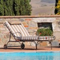 Buiten chaise longue in ijzer en handgemaakte stof gemaakt in Italië - Relax