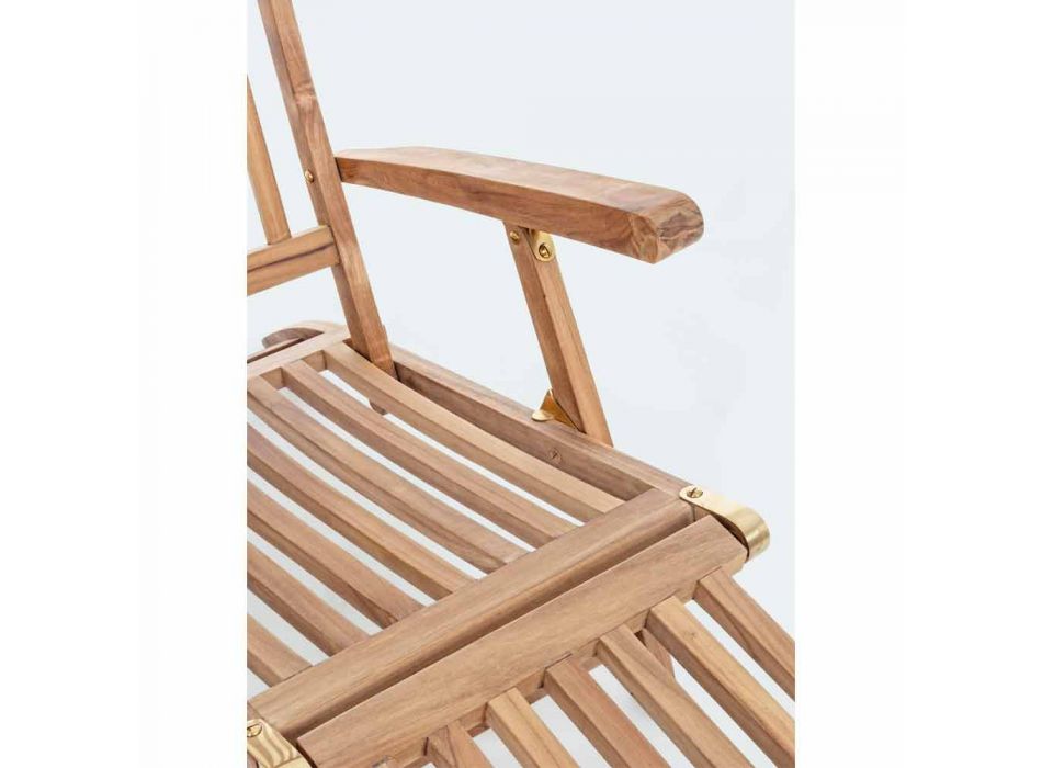 Outdoor chaise longue in teakhout met verstelbare rugleuning - Simonia Viadurini