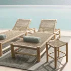 Chaise longue voor buiten in teakhouten takken en weven van synthetische vezels - Tecno Viadurini