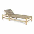 Chaise longue voor buiten in teakhouten takken en weven van synthetische vezels - Tecno Viadurini
