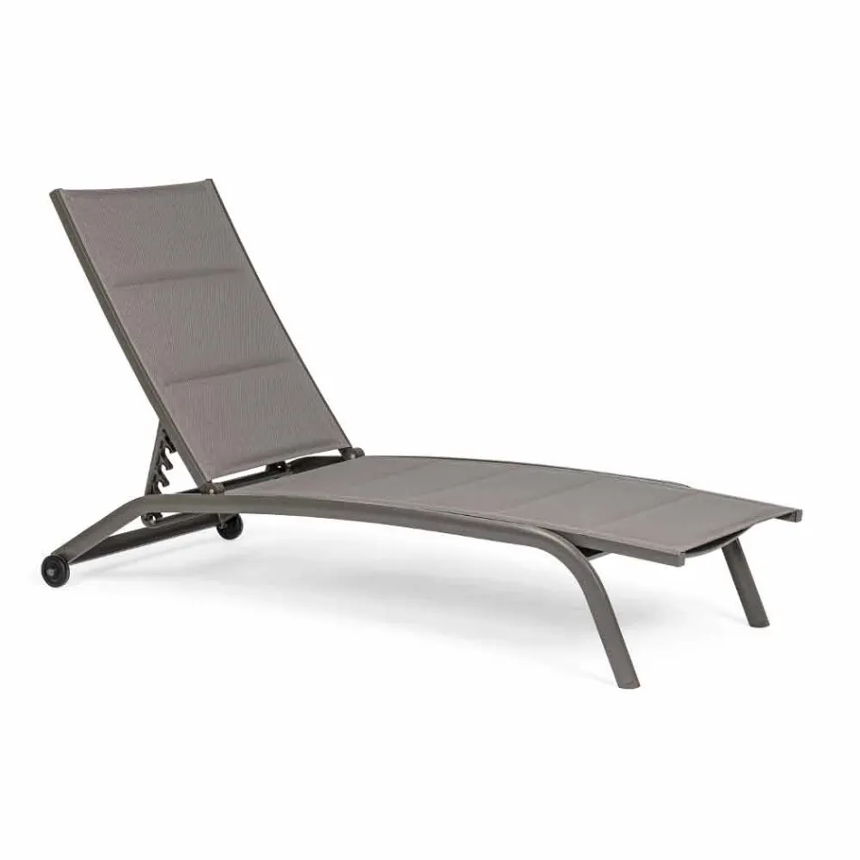 Outdoor chaise longue in textileen en aluminium met wielen, 4 stuks - Babilonia Viadurini