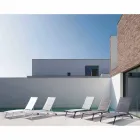 Outdoor chaise longue in textileen en aluminium met wielen, 4 stuks - Babilonia Viadurini