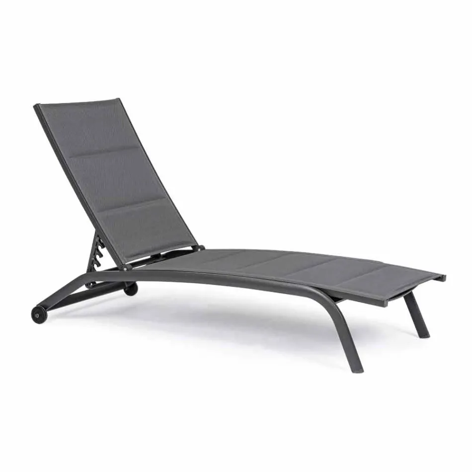 Outdoor chaise longue in textileen en aluminium met wielen, 4 stuks - Babilonia Viadurini