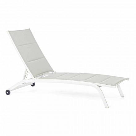 Outdoor chaise longue in textileen en aluminium met wielen, 4 stuks - Babilonia Viadurini