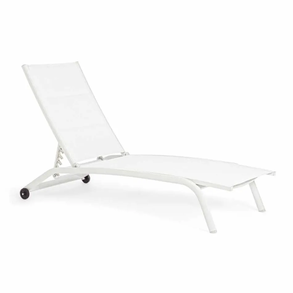 Outdoor chaise longue in textileen en aluminium met wielen, 4 stuks - Babilonia Viadurini