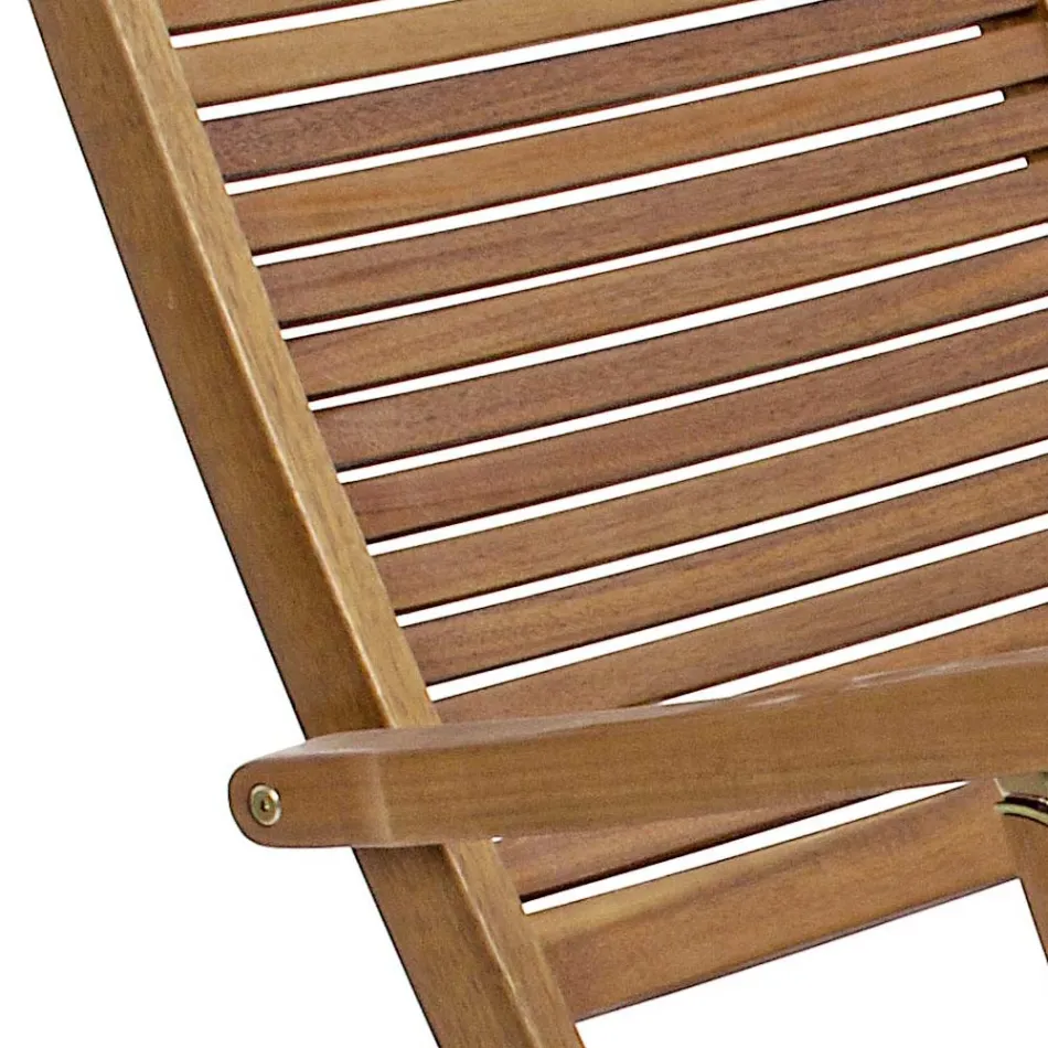 Liggende design chaise longue voor buiten in natuurlijk hout - Roxen Viadurini