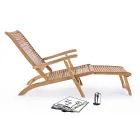 Design liggende buitenchaise longue in natuurlijk hout - Roxen Viadurini