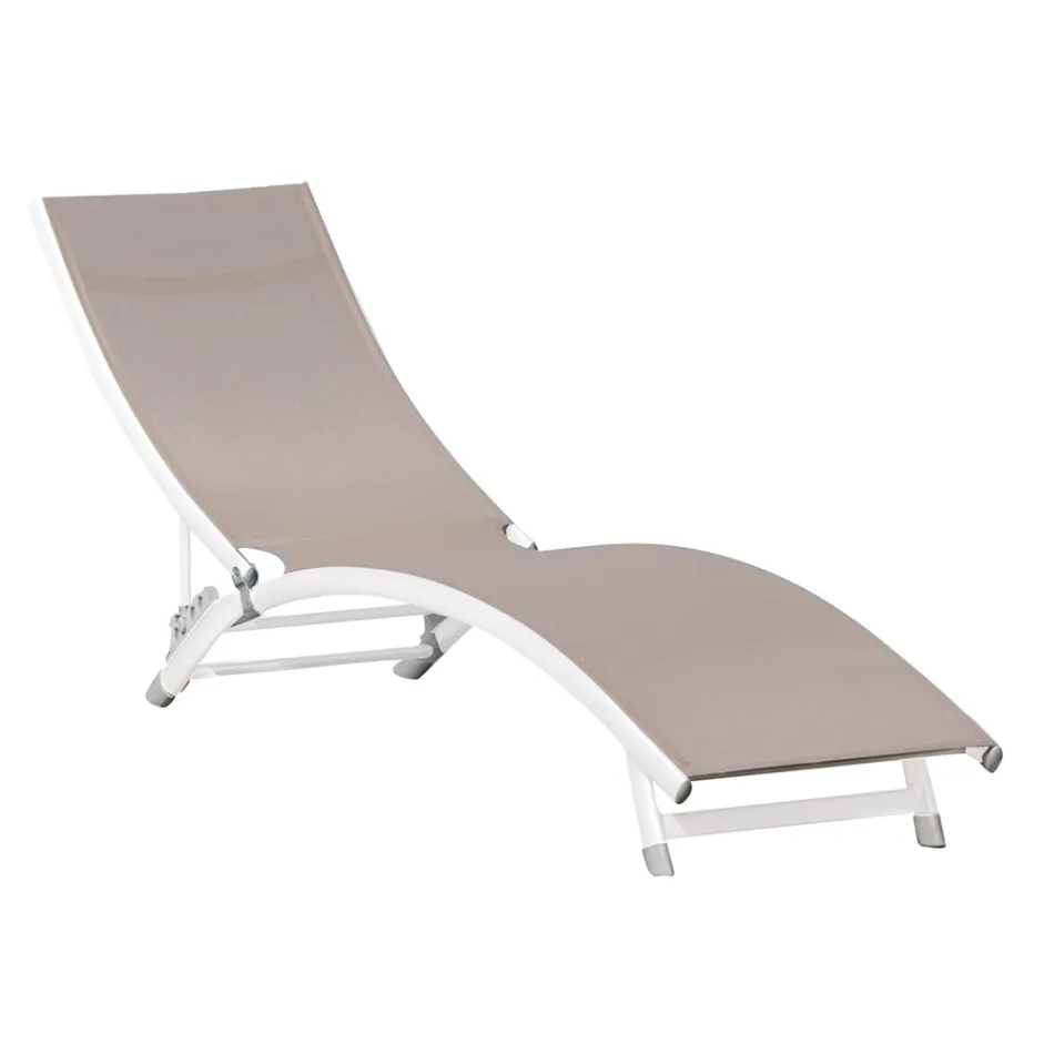 Tuin chaise longue met witte aluminium structuur - Berranger Viadurini