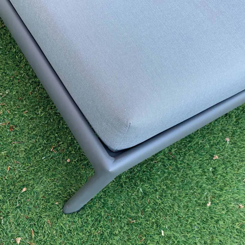 Tuinchaise longue in aluminium met stoffen bekleding - Eufemia Viadurini